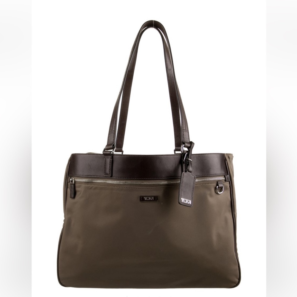 Sold DpOp Tumi Green Nylon Tote Briefcase Work Hand bag travel laptop bag